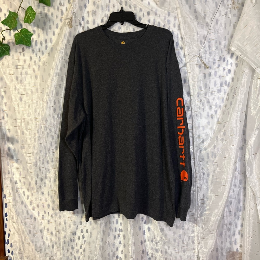 Carhartt Spell out long sleeve gray orange  XL.               11-B - Picture 3 of 4